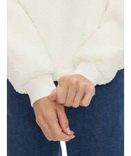 CALVIN KLEIN CK JEANS Sudadera de peluche con media cremallera marfil - Sudaderas de mujer - 4