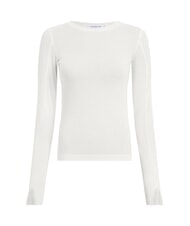 CALVIN KLEIN CK JEANS Suéter de algodón con cuello redondo marfil - Suéteres de mujer - 4