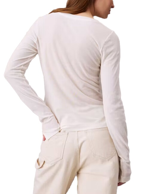 CK JEANS Su&eacute;ter de algod&oacute;n con cuello redondo marfil - Su&eacute;teres de mujer