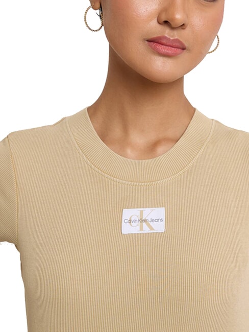 CK JEANS Camiseta corta de manga corta caqui pálido - camiseta