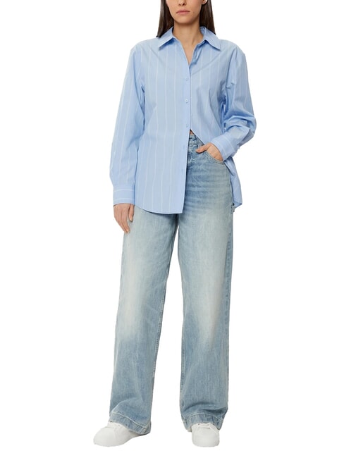 CK Camisa de manga larga de corte relajado garceta / franja colocada en el cielo nocturno - Camisas