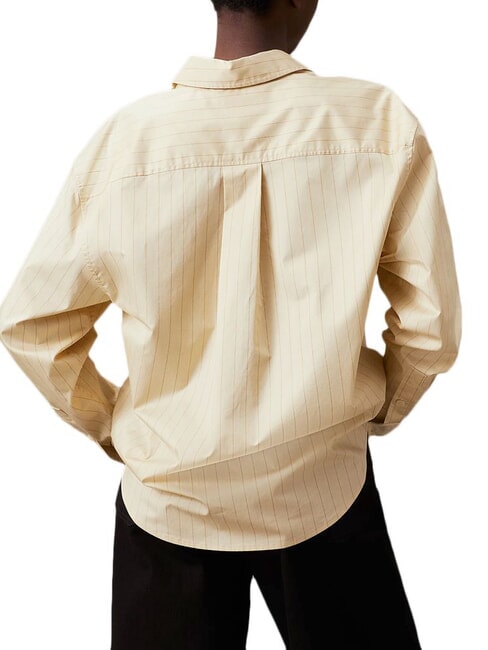 CK Camisa de manga larga de corte relajado ceniza de madera / raya de café helado - Camisas