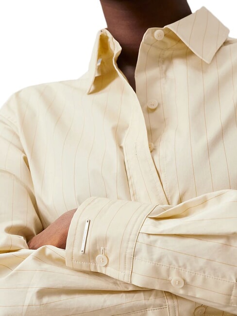 CK Camisa de manga larga de corte relajado ceniza de madera / raya de café helado - Camisas