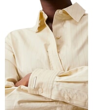 CALVIN KLEIN CK Camisa de manga larga de corte relajado ceniza de madera / raya de café helado - Camisas - 3