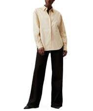 CALVIN KLEIN CK Camisa de manga larga de corte relajado ceniza de madera / raya de café helado - Camisas - 4