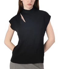 CALVIN KLEIN CK Camisa de cuello alto y manga corta con corte ck negro - Camisas - 3