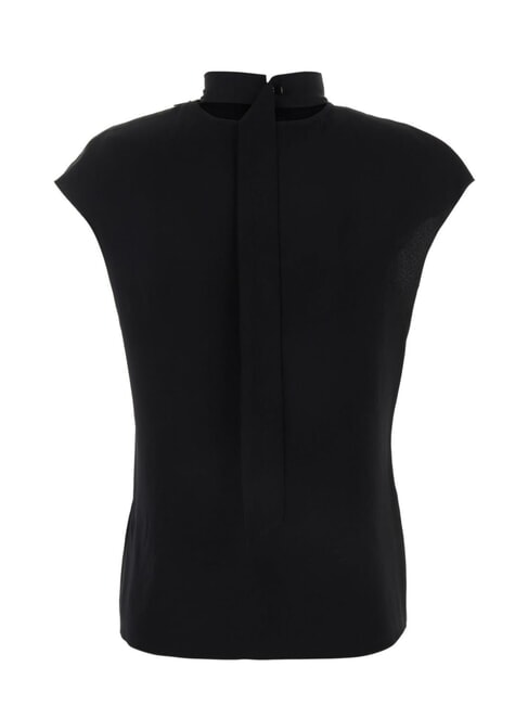 CK Camisa de cuello alto y manga corta con corte ck negro - Camisas