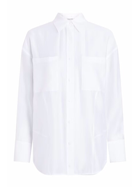 CK Camisa transparente de corte extragrande blanco brillante - Camisas