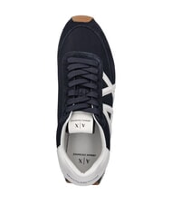 ARMANI EXCHANGE ROYALE SUEDE AIR MESH Zapatillas de piel con el logotipo de AX azul marino+blanco roto - Zapatos Hombre - 4