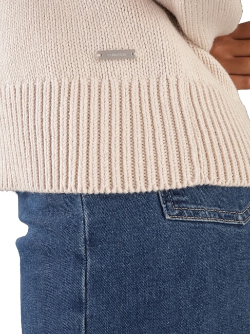 CK Su&eacute;ter de cuello redondo de corte relajado ma&ntilde;ana gris - Su&eacute;teres de mujer