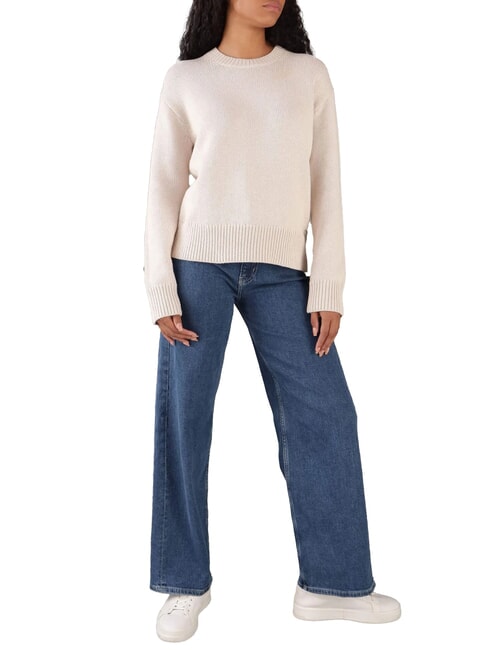 CK Su&eacute;ter de cuello redondo de corte relajado ma&ntilde;ana gris - Su&eacute;teres de mujer