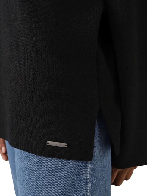 CK Suéter de cuello en V con mangas anchas ck negro - Suéteres de mujer