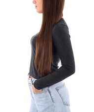 CALVIN KLEIN CK JEANS Su&eacute;ter corto de cuello redondo brezo de &eacute;bano - Su&eacute;teres de mujer - 3