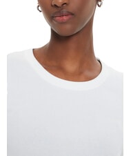 CALVIN KLEIN CK JEANS Suéter de cuello redondo acanalado blanco brillante - Suéteres de mujer - 3