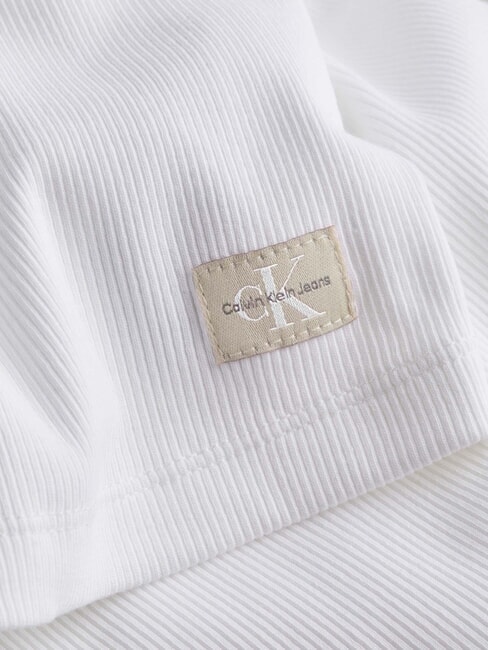 CK JEANS Suéter de cuello redondo acanalado blanco brillante - Suéteres de mujer