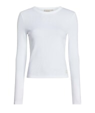 CALVIN KLEIN CK JEANS Suéter de cuello redondo acanalado blanco brillante - Suéteres de mujer - 6