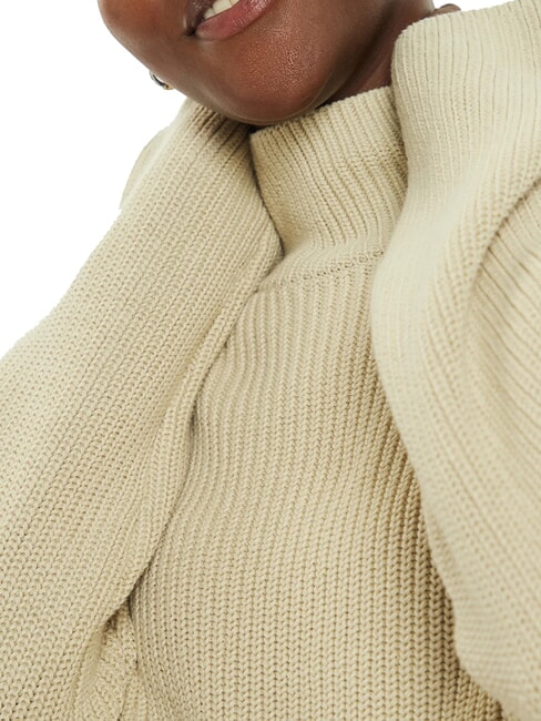 CK JEANS Su&eacute;ter de cuello alto de algod&oacute;n de corte relajado pel&iacute;cano - Su&eacute;teres de mujer