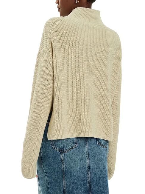 CK JEANS Suéter de cuello alto de algodón de corte relajado pelícano - Suéteres de mujer