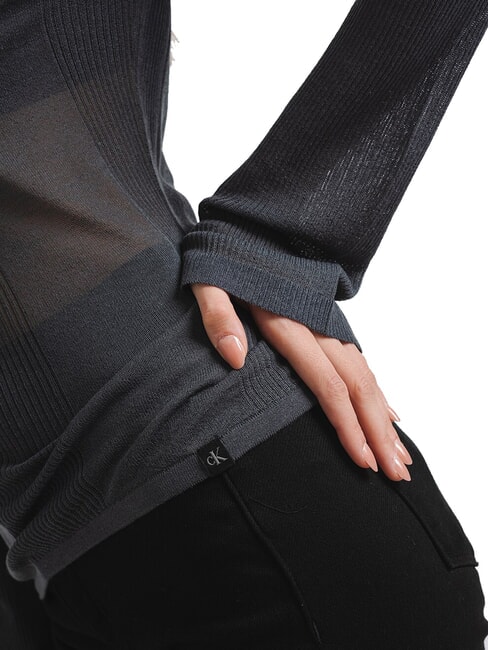 CK JEANS Suéter de cuello redondo transparente ébano - Suéteres de mujer