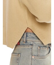 CALVIN KLEIN CK JEANS Su&eacute;ter de cuello redondo con logo caqui p&aacute;lido - Su&eacute;teres de mujer - 4