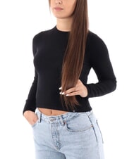 CALVIN KLEIN CK JEANS Su&eacute;ter corto de cuello redondo ck negro - Su&eacute;teres de mujer - 3