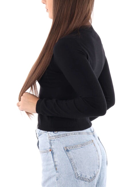 CK JEANS Suéter corto de cuello redondo ck negro - Suéteres de mujer