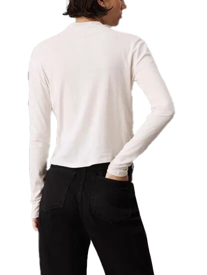 CK JEANS Suéter de cuello alto de algodón marfil - Suéteres de mujer