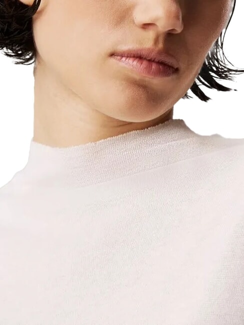 CK JEANS Suéter de cuello alto de algodón marfil - Suéteres de mujer