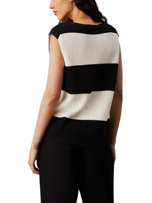 CK JEANS Chaleco de punto de algodón marfil / negro ck - camiseta