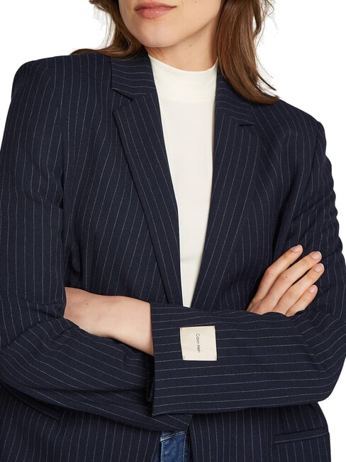 CK Chaqueta blazer de raya diplomática cielo nocturno / franja gris matutina - Chaquetas de mujer