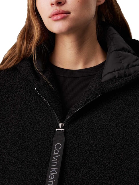 CK JEANS Chaqueta polar con capucha y cremallera completa ck negro - Chaquetas de mujer