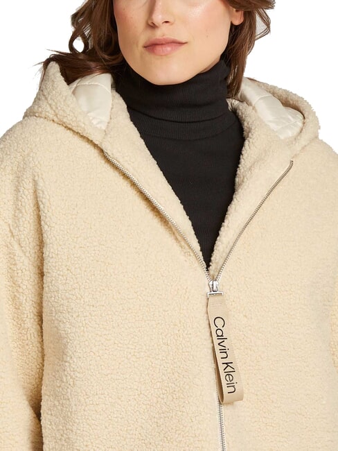 CK JEANS Chaqueta polar con capucha y cremallera completa neblina del puerto - Chaquetas de mujer