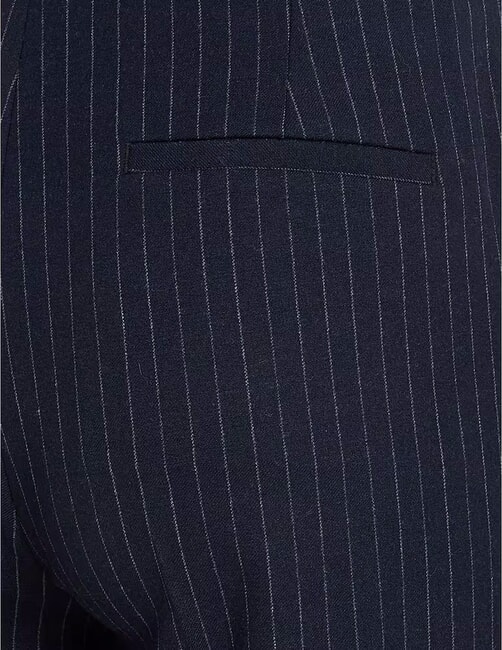 CK Pantalones de raya diplomática de pierna ancha cielo nocturno / franja gris matutina - Pantalones de mujer