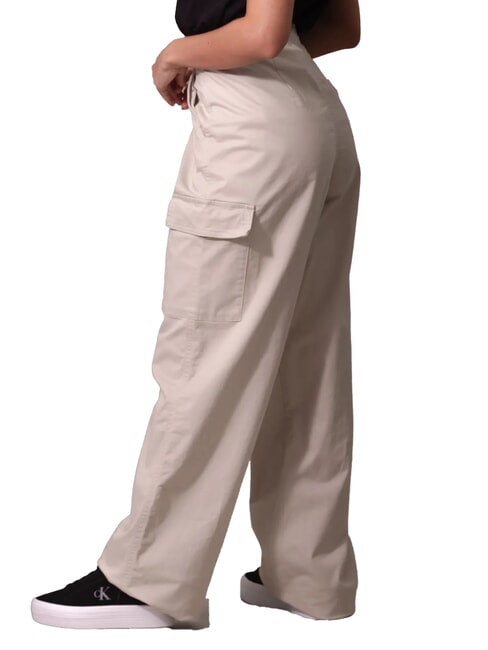 CK JEANS Pantalones cargo de algodón cepillado pelícano - Pantalones de mujer