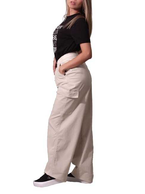 CK JEANS Pantalones cargo de algodón cepillado pelícano - Pantalones de mujer