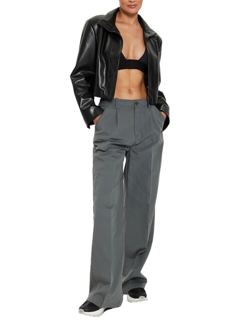 CK JEANS Pantalones chinos de pierna ancha y pierna recta gris infinito - Pantalones de mujer