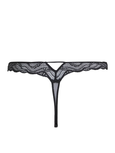 CK Tanga de encaje negro - Calzoncillos de mujer