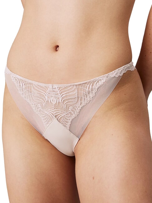 CK Tanga con inserci&oacute;n de encaje ma&ntilde;ana gris - Calzoncillos de mujer