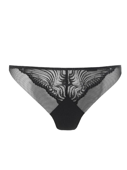 CK Tanga con inserción de encaje negro - Calzoncillos de mujer