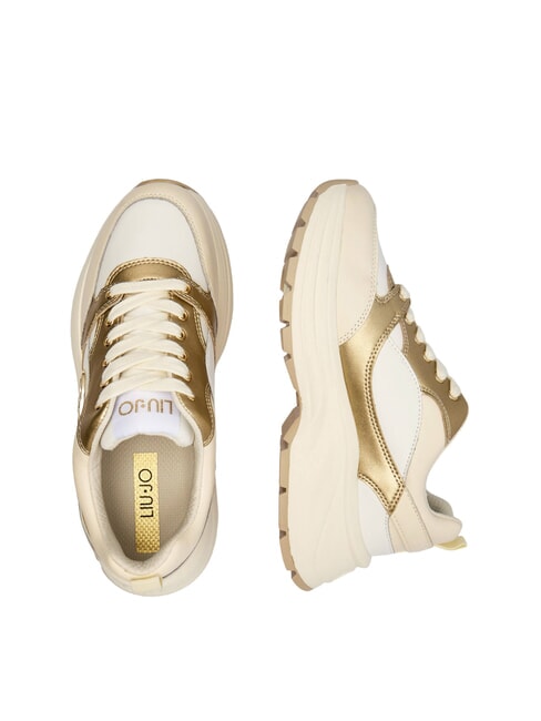 EVA 06 Zapatillas de piel gruesas leche/oro claro - Zapatos Mujer