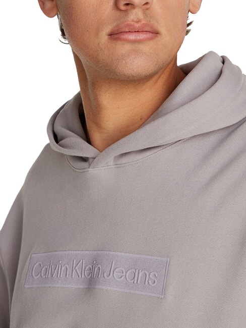 CK JEANS Sudadera con capucha y logotipo de caja gaviota gris - Sudaderas