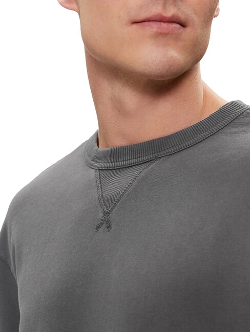 CK JEANS Sudadera de algod&oacute;n con cuello redondo lavado negro - Sudaderas