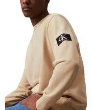 CALVIN KLEIN CK JEANS Sudadera de algod&oacute;n con cuello redondo caqui p&aacute;lido - Sudaderas - 3