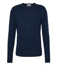 CALVIN KLEIN SUPERIOR WOOL Jersey de lana con cuello redondo Calvin Navy - Suéteres de los hombres - 4