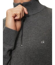 CALVIN KLEIN CK Suéter de cuello alto con cremallera y corte entallado brezo gris oscuro - Suéteres de los hombres - 3