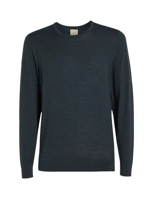 SUPERIOR WOOL Jersey de lana con cuello redondo brezo del bosque de medianoche - Suéteres de los hombres