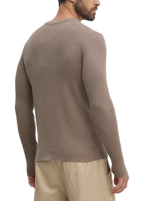 CK JEANS Suéter de cuello redondo acanalado de corte entallado halcón - Suéteres de los hombres