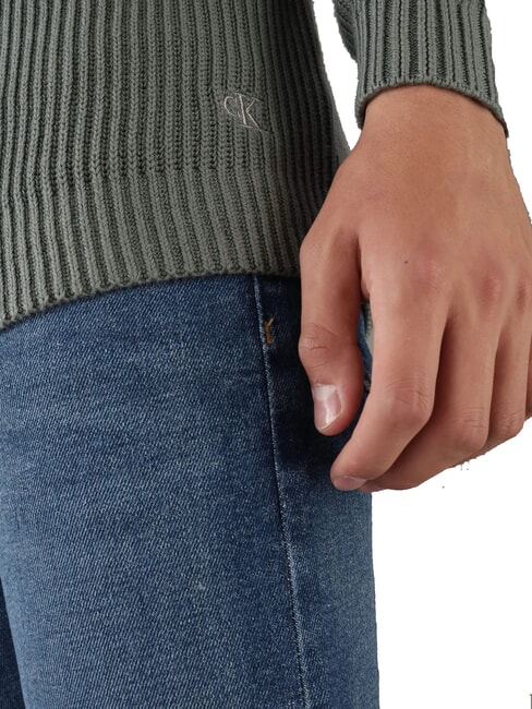 CK JEANS Suéter de cuello redondo acanalado gris infinito - Suéteres de los hombres