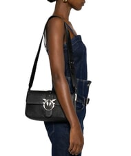 PINKO LOVE ONE CLASSIC SLOUCHY Bolso de hombro de piel Limusina negra - plata mate - Bolsos Mujer - 4