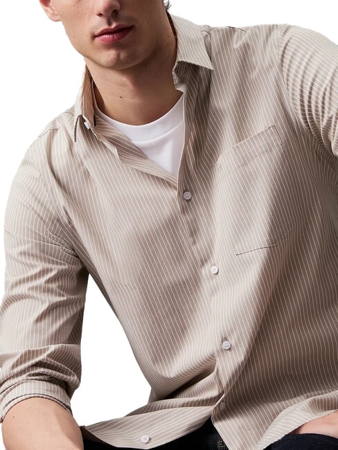 CK Camisa de rayas de popelina elástica Niebla de Londres - Camisas de hombre